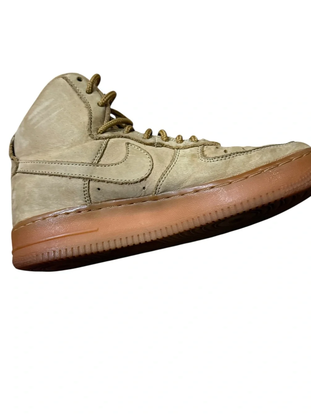 Air Force 1 High Flax Wheat Tan Shoes Gum Sole Sneakers Size 4 Y Big Kids